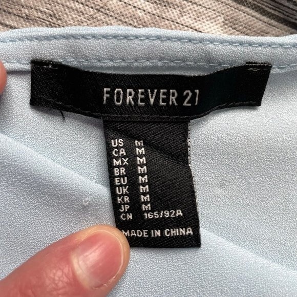 Forever 21 Halter Open Back Tank Top Button Closure Sheer Light Blue M Medium - Picture 9 of 12